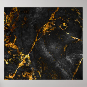Poster Mármaco Dourado Negro, Padrão Natural.