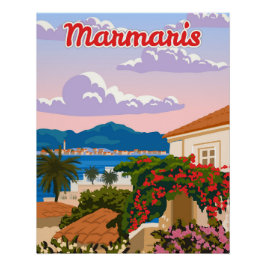 Póster Marmaris, estância turca, poster retrô