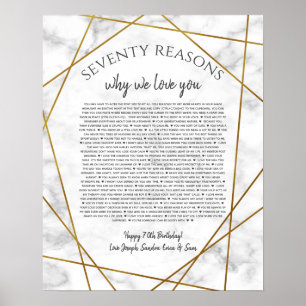 Poster mármore 70 razões porque te amo