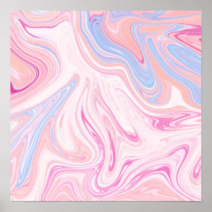 Póster Mármore alaranjado azul colorido elegante do rosa