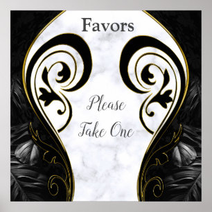 Poster Mármore Branco - Favores do Abstrato preto