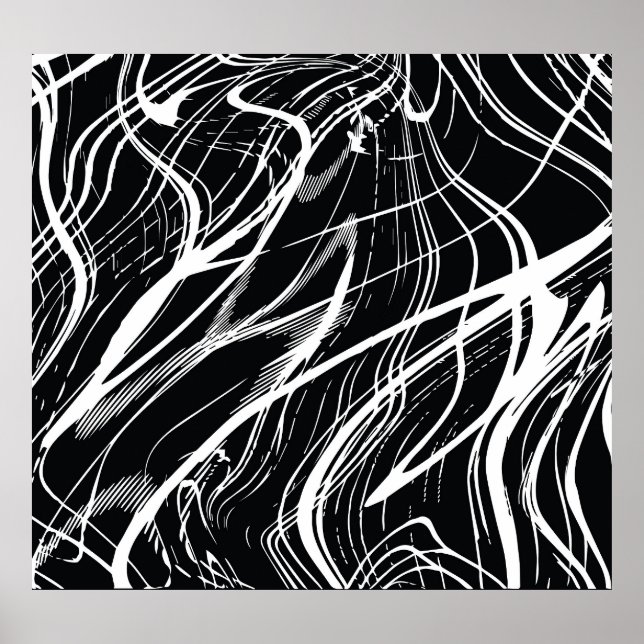 Poster Mármore Branco Preto: Abstrato Vintage (Frente)