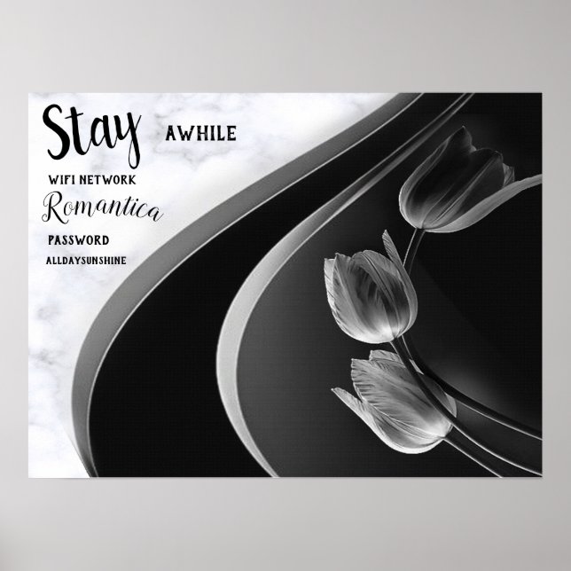 Poster Mármore Branco, Preto, Dourado (Frente)