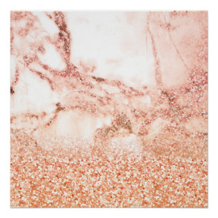 Póster Mármore de glitter amarelo-rosa