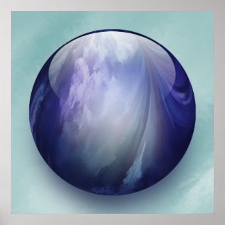 Póster Mármore de vidro brilhante azul