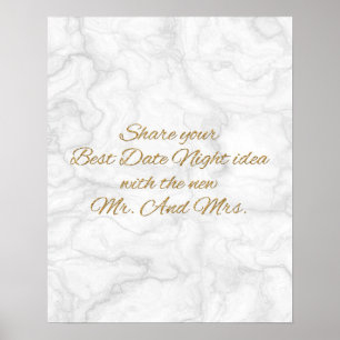 Poster Mármore do sinal das ideias da noite da data & ch