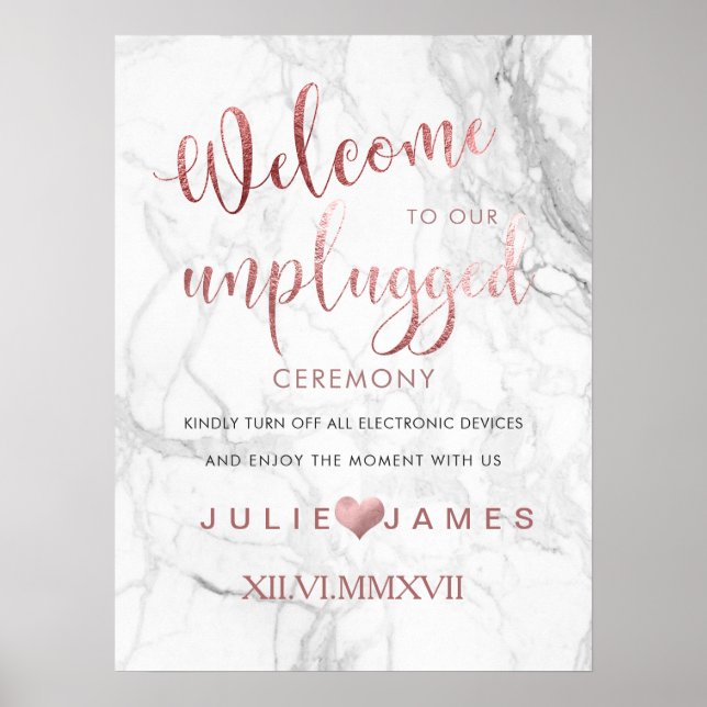 Poster Mármore PixDezines/Rosa Faux Dourado/#UNPLUGGED (Frente)