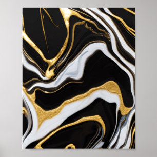 Poster Mármore Preto e Dourado