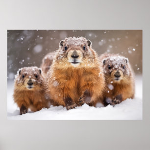 Poster Marmot Animal Family Wandering Nature