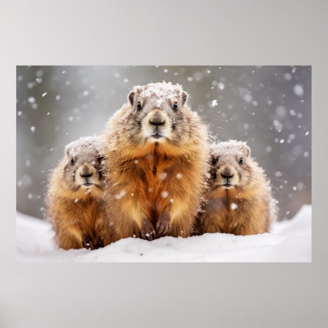 Poster Marmot Animal Family Wandering Nature (Frente)