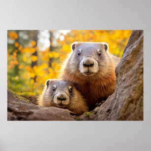 Poster Marmot Animal Wilderness Beauness Art