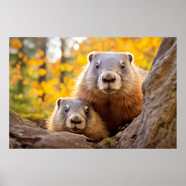 Poster Marmot Animal Wilderness Beauness Art (Frente)