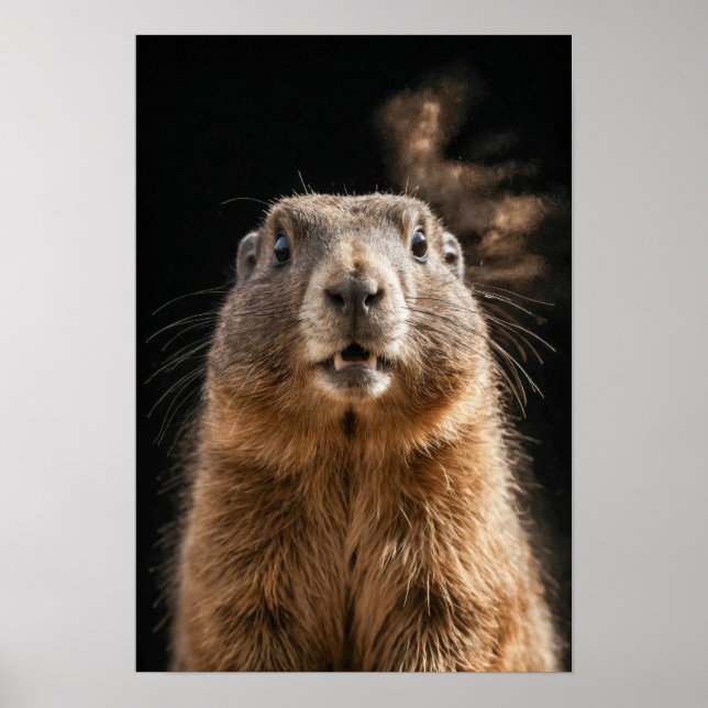 Poster Marmot Wild Animal Elegante Dramático Retrato de N (Frente)