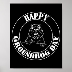 Poster Marmota Engraçada Gritando Feliz Dia da Marmota 