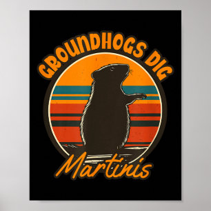 Poster Marmotas E Martinis - Arte Engraçada de Marmota Re