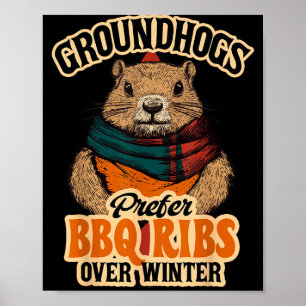 Poster Marmotas Preferem Costelas De Churrasco Ao Inverno