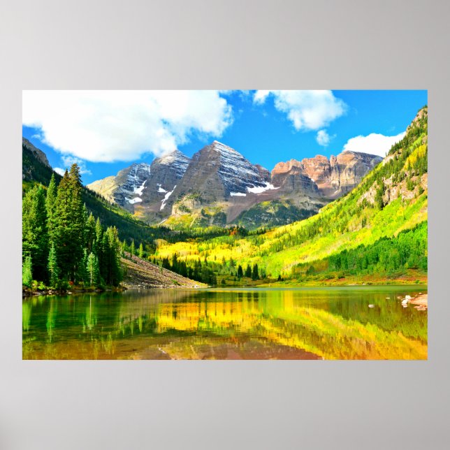 Poster Maroon Bells, Aspen, Colorado Summer Landscape (Frente)