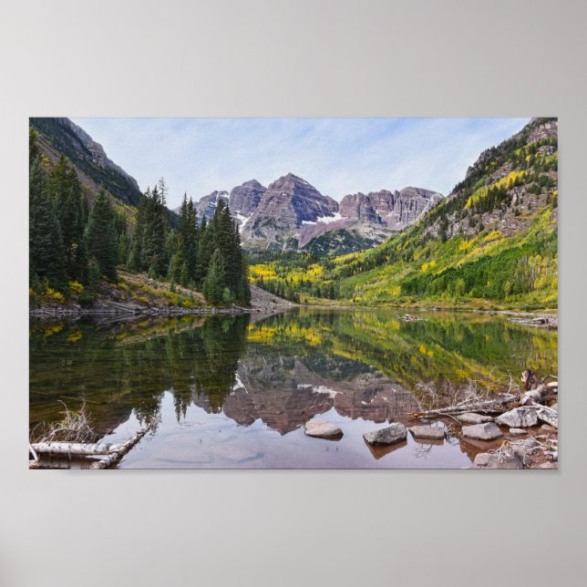 Poster Maroon Bells no outono, Colorado (Frente)