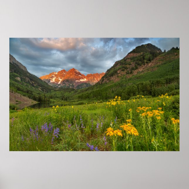 Póster Maroon Bells Refletidas no Lago Maroon Tranquilo (Frente)