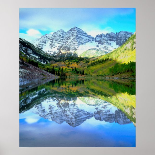 Poster Maroon Bells refletidos no Maroon Lake (Frente)