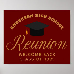 Poster Maroon Dourado Reunion Custom Welcome
