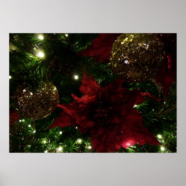 Póster Maroon e Dourada árvore de Natal I Foto de Férias (Frente)