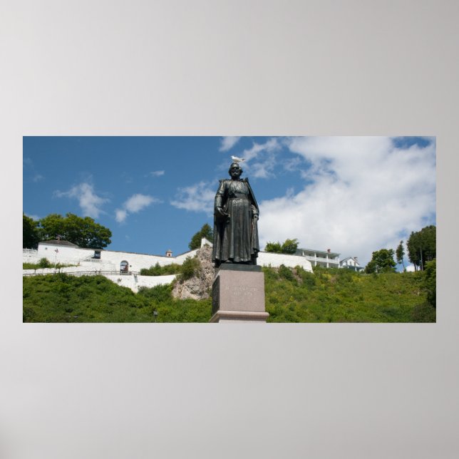 Poster Marquette Statue, Ilha Mackinac, Michigan (Frente)