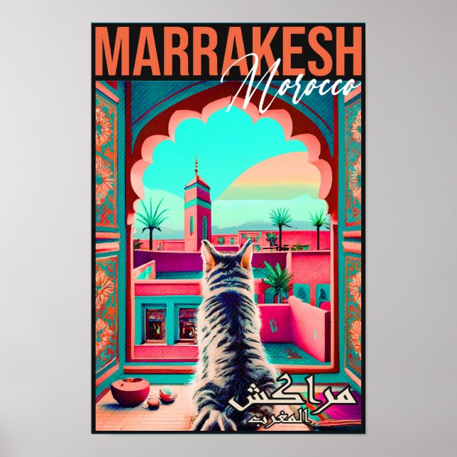 Poster Marrakech Marrocos Cat Viagem Turismo Souvenir (Frente)