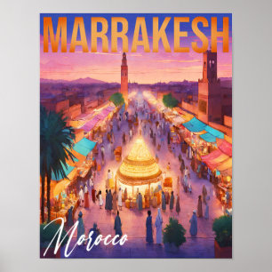 Poster Marrakech Marrocos Viagens vintage Turismo Souveni