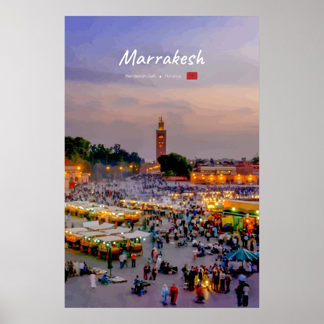 Poster Marrakesh, Marrocos - Praça Jemaa el Fnaa (Frente)