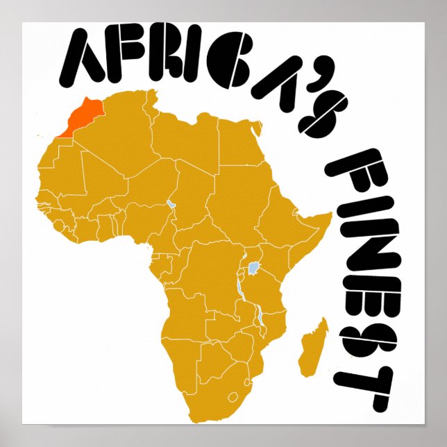 Póster Marrocos, mapa de África design (Frente)