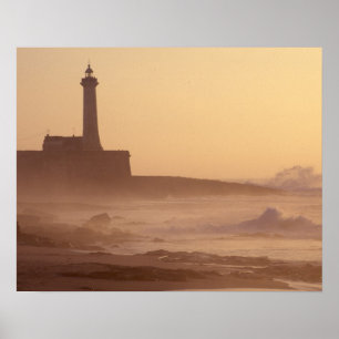 Póster Marrocos, Rabat, Farol no pôr do sol com