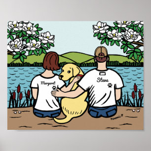 Poster Marrom da família Labrador amarelo personalizado S