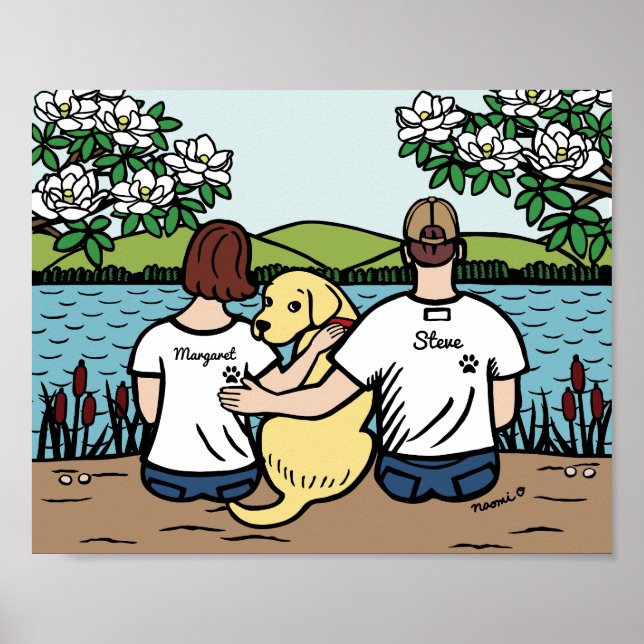 Poster Marrom da família Labrador amarelo personalizado S (Frente)