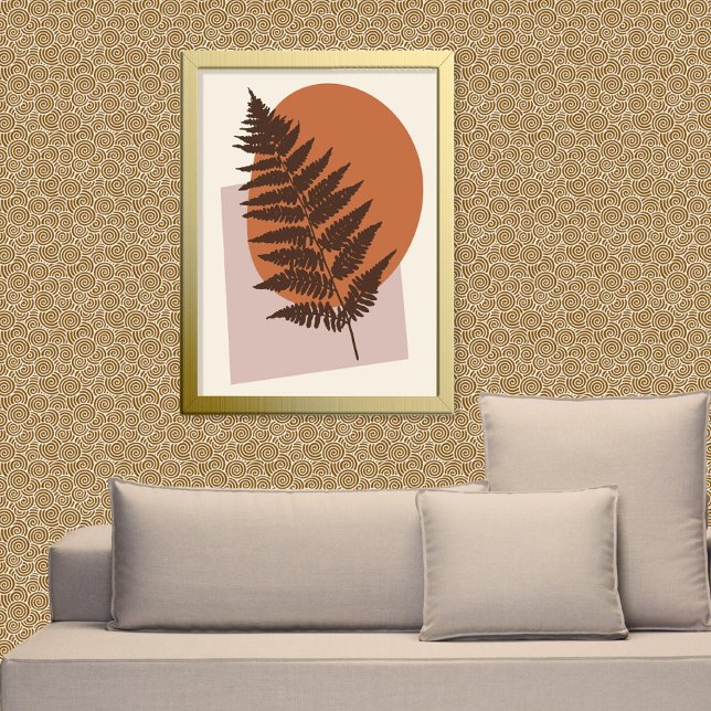 Poster Marrom e bege moderno Fern do século médio (Criador carregado)