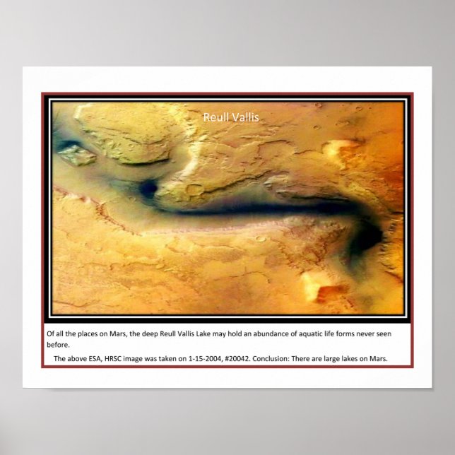 Poster Mars, o maior lago conhecido (Frente)