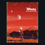 Póster Mars Science fiction viagens vintage<br><div class="desc">Marte Science fiction viagens vintage,  poster de arte de um astronauta na superfície marciana.</div>