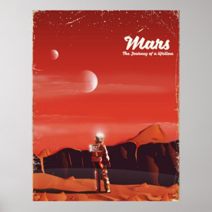 Póster Mars Science fiction viagens vintage