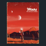 Poster Mars Science fiction viagens vintage<br><div class="desc">Marte Science fiction viagens vintage,  poster de arte de um astronauta na superfície marciana.</div>