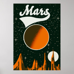 Poster Mars vintage arte espacial