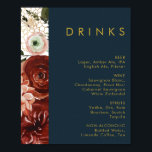 Poster Marsala Autumn Floral | Marinho De Bebidas De Casa<br><div class="desc">Flórida de outono de marsala | O poster de cardápio de marinho é perfeito para a sua simples recepção de casamento rustica. O design apresenta flores modernas de borboleta e de cascas de cor escamosa. Tem uma sensação adorável de elegância clássica enquanto permanece muito boêmica. Sinta-se à vontade para personalizar...</div>