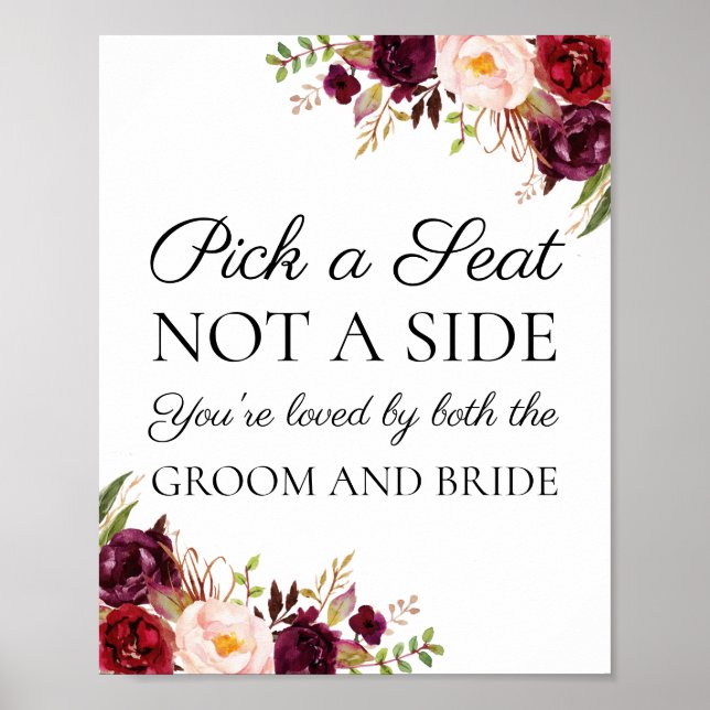 Poster Marsala e cor-de-rosa escolhem um assento não late (Frente)