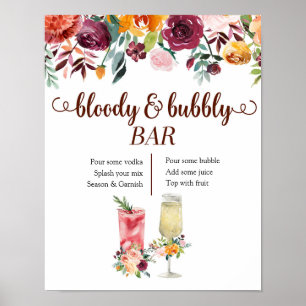 Poster Marsala Floral Bloody e Bubbles Bar