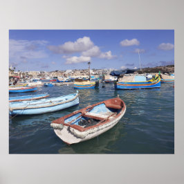 Poster Marsaxlokk Barcos De Pesca Malta