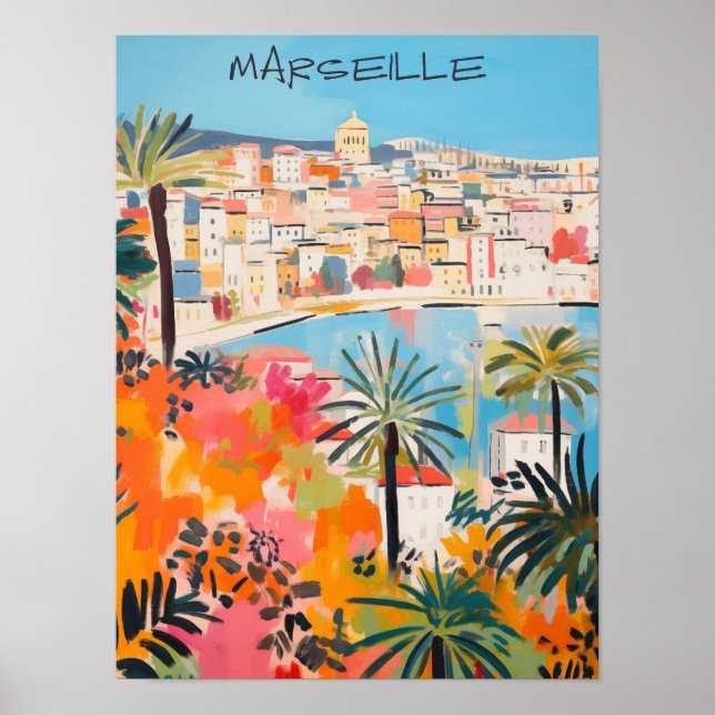 Poster Marseille France Travel City Wall Art Aesthetic (Frente)