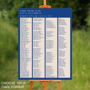 Poster Marselha Bleu 240 Guest Wedding Seating Chart