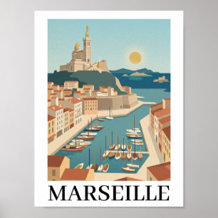 Poster Marselha França Viagem Minimalista Vintage