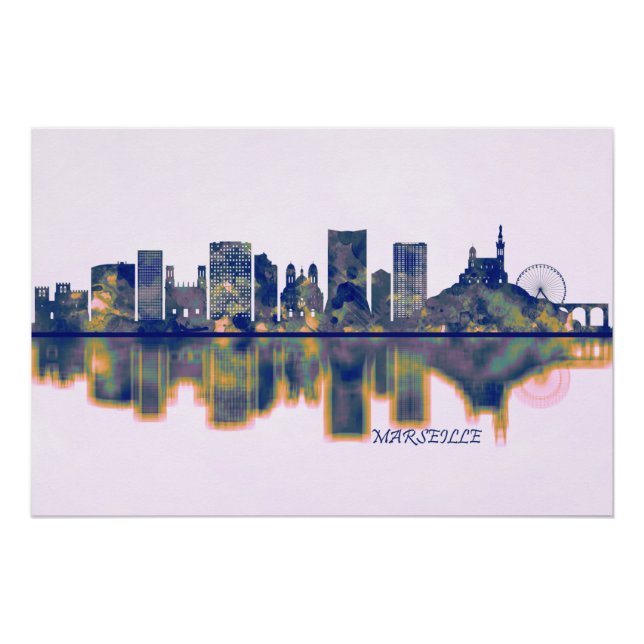 Póster Marselha Skyline (Frente)