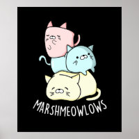 Marsh-meow Engraçado Gato Marshmallow Pun Dark BG