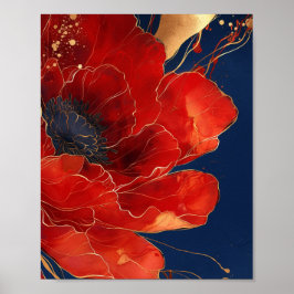 Poster Marte moderna de flor vermelha elegante